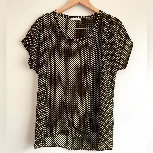 Pleione Women’s Blouse Top Shirt Short Sleeve  Small Black Yellow Pullover.‎ - Picture 1 of 5